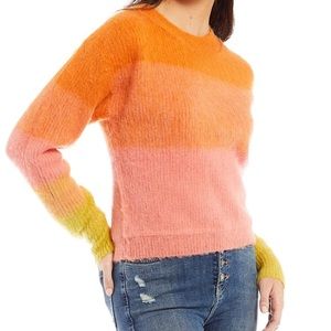 Free People Ombré Color block Crew Neck Sweater